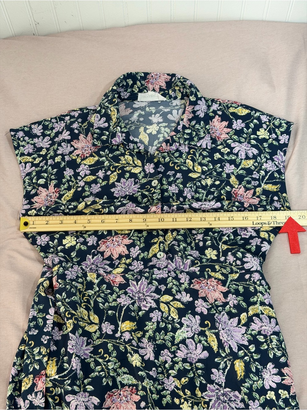 Lucky Brand Floral Button Front Shirtdress Midi Tie Waist Pockets M - Picture 7 of 9